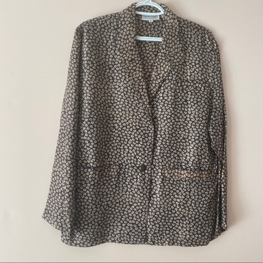 NWOT - Vintage Renzo Realli Brown 100% Silk Blazer